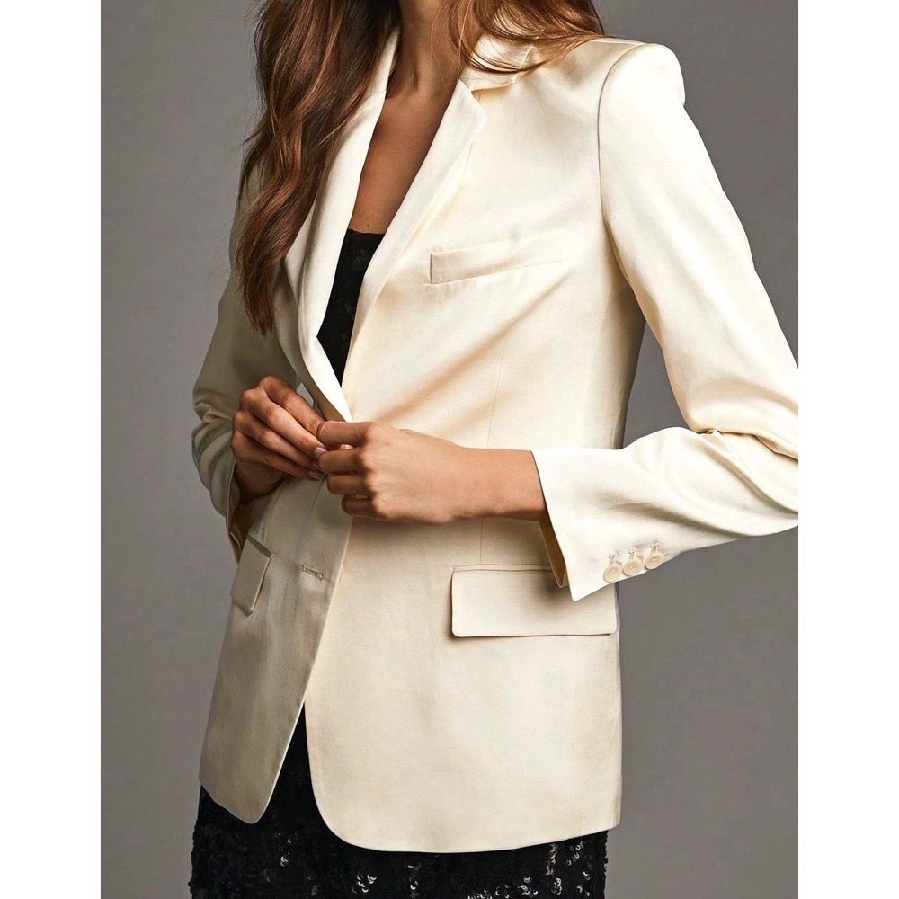 Mare Mare x Anthropologie Ivory Linen Blend Blazer M Bridal Wedding